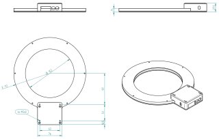 Dimensional drawing of DataLight DF15 illuminating unit