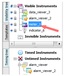 Instrument selected in the instrument tree