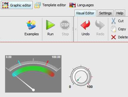Instrumentsmeter and control in the graphic editor