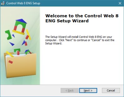 The first window of the Control Web Installation Wizard