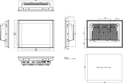 DataLab PC/LCD — rozměrový výkres (kótování v milimetrech) DataLab PC/LCD — rozměrový výkres (kótování v milimetrech)